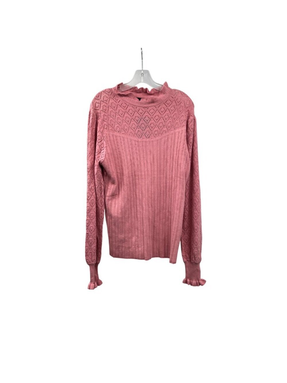 ROMANSTII Womens Pink Pullover Sweater Ruffles Long Sleeve Size Large New